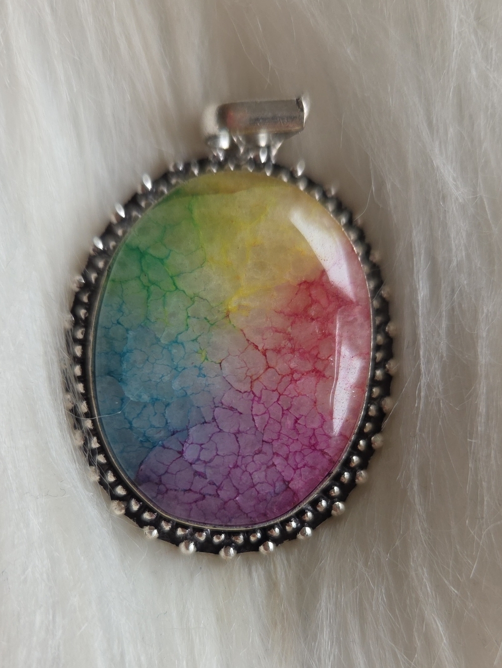 Amazing Rainbow Solar Quartz Silver Plated Gemstone Necklace Pendant